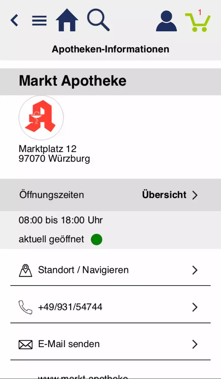 Schritt 2: Markt Apotheke Würzburg auswählen
